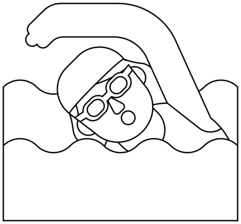 Woman Swimming Emoji Coloring Page